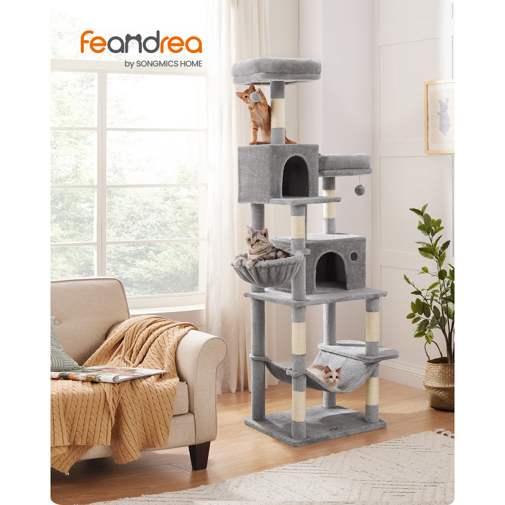 Produktbild för Cat Tree Grey 110x67x196cm