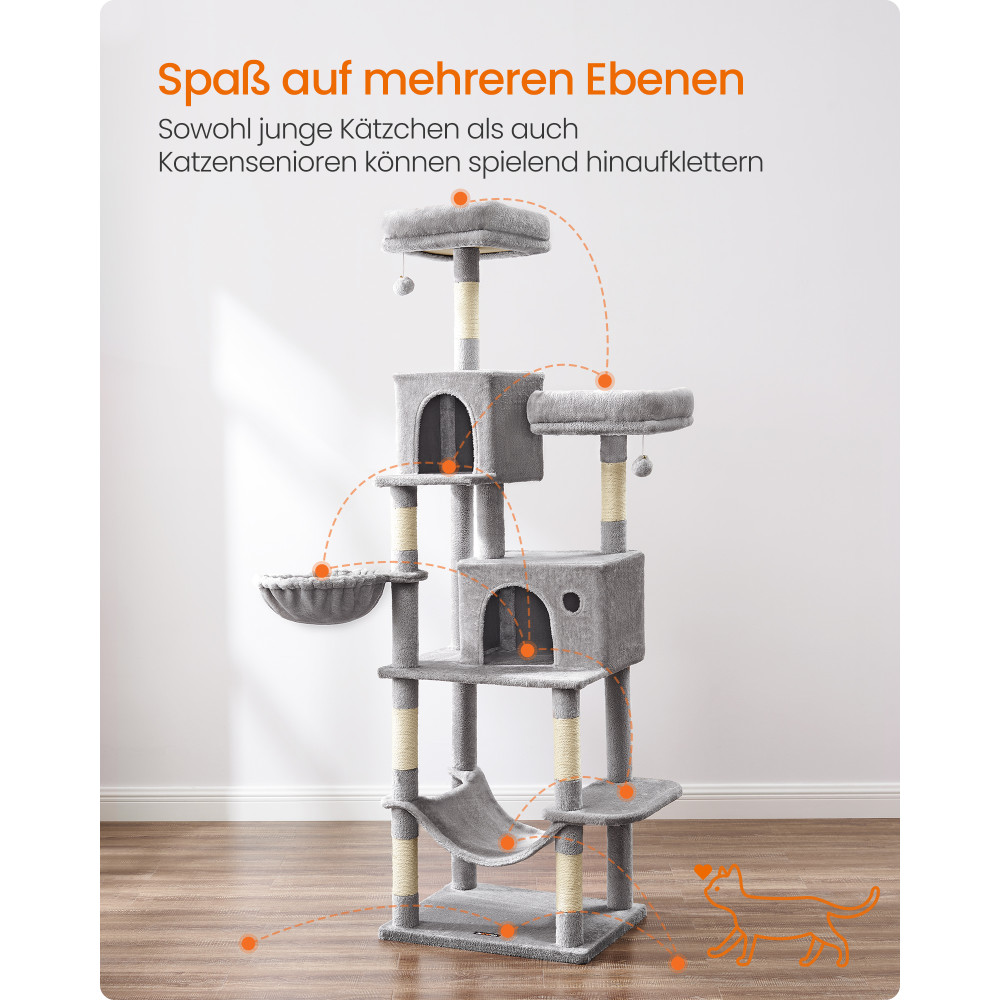 Produktbild för Cat Tree Grey 110x67x196cm