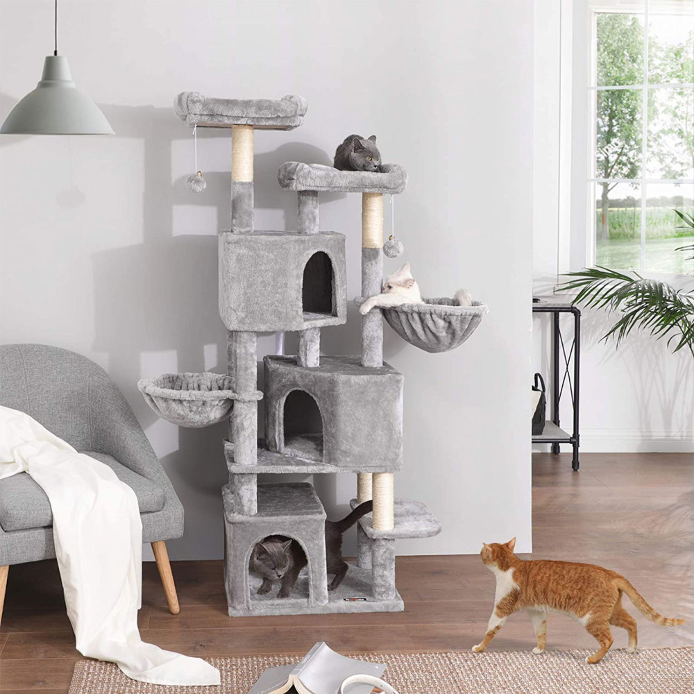 Produktbild för Cat Tree Grey 55x40x164cm