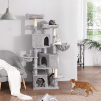 Produktbild för Cat Tree Grey 55x40x164cm