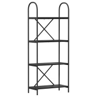 Produktbild för Hyllsystem Svart Ek 60 x 30 x 146 cm Konstruerat trä