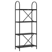 Produktbild för Hyllsystem Svart Ek 60 x 30 x 146 cm Konstruerat trä