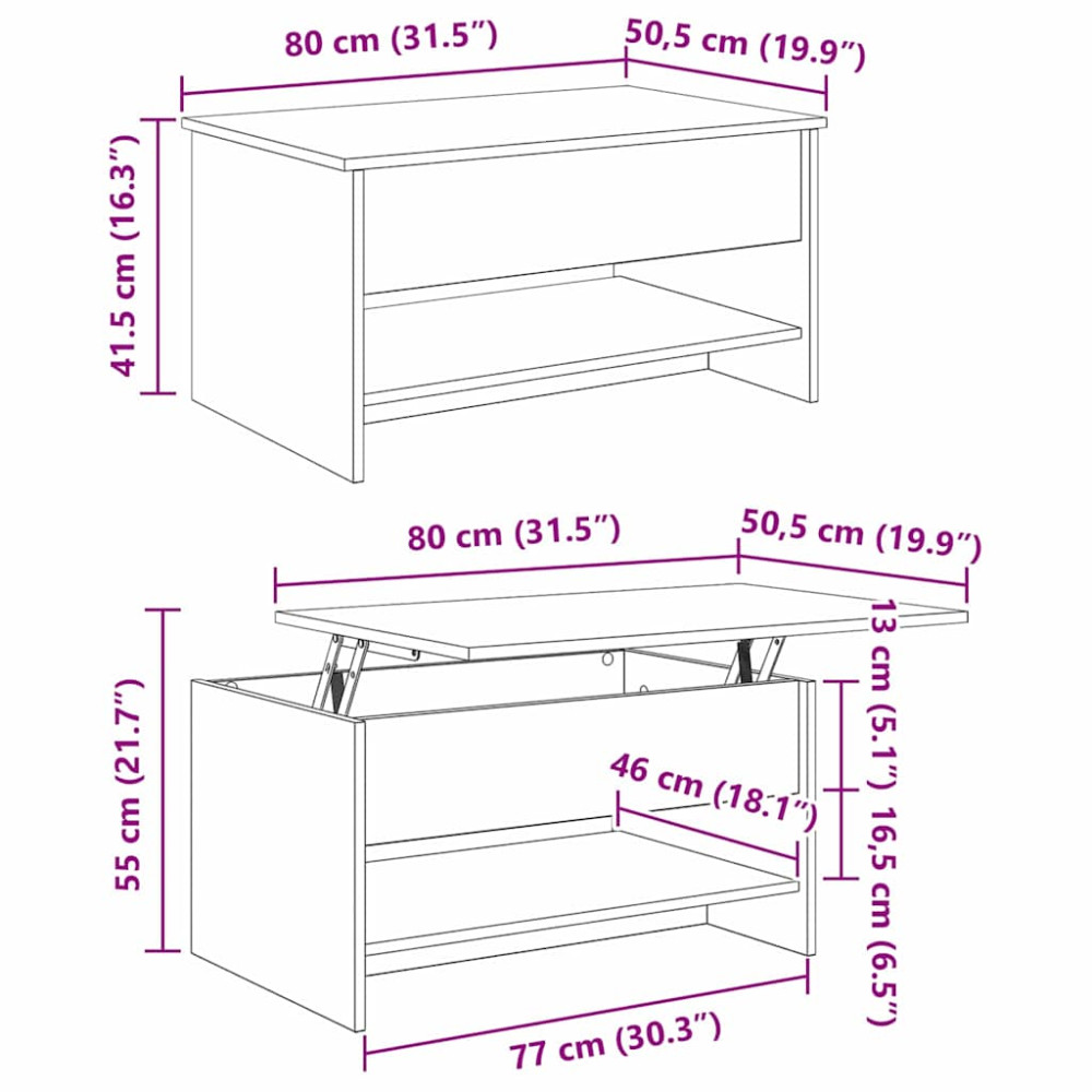 Produktbild för Kaffeebord Artisan Ek 80 x 50,5 x 41,5 cm Konstruerat trä