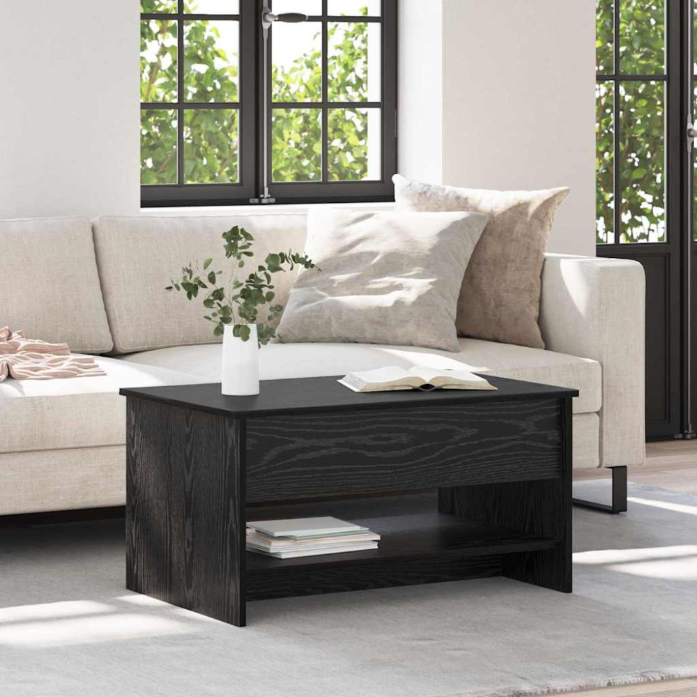 Produktbild för Kaffeebord Svart Ek 80 x 50,5 x 41,5 cm Konstruerat trä