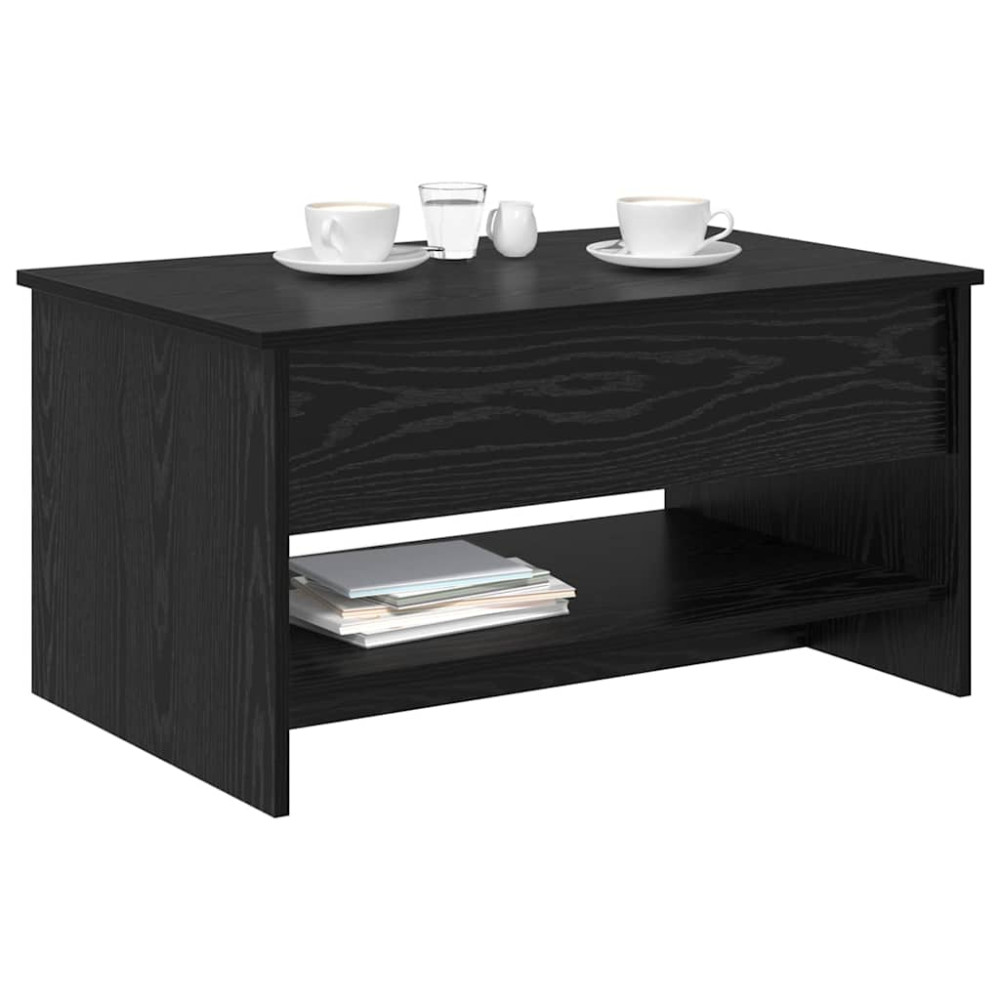 Produktbild för Kaffeebord Svart Ek 80 x 50,5 x 41,5 cm Konstruerat trä
