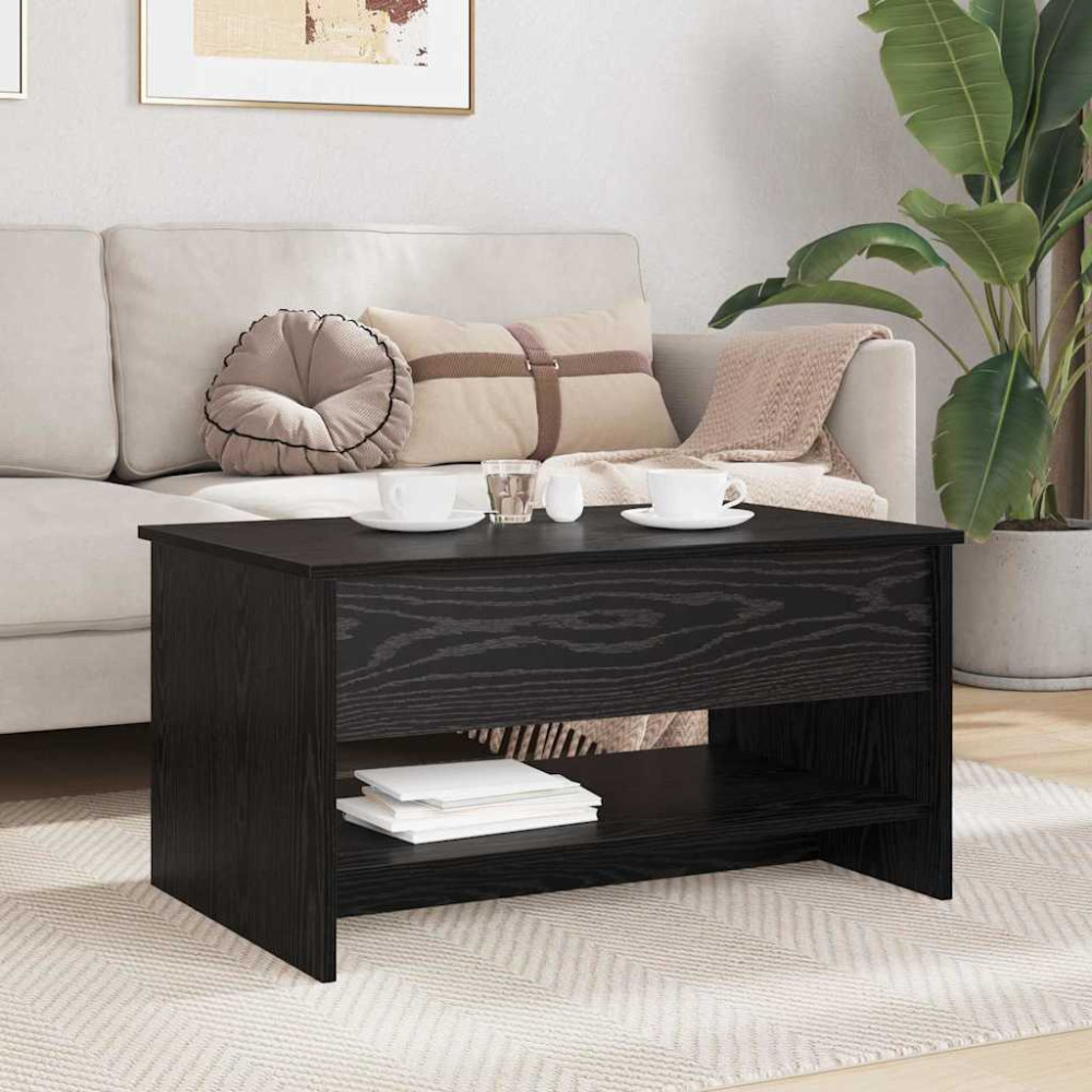 Produktbild för Kaffeebord Svart Ek 80 x 50,5 x 41,5 cm Konstruerat trä