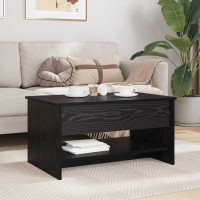 Produktbild för Kaffeebord Svart Ek 80 x 50,5 x 41,5 cm Konstruerat trä