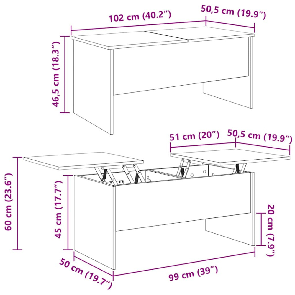 Produktbild för Kaffeebord Artisan Ek 102 x 50,5 x 46,5 cm Konstruerat trä