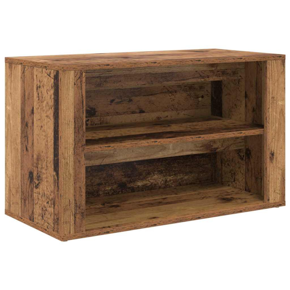 Produktbild för Skoställ med hylla Gammalt trä 75 x 35 x 45 cm Konstruerat trä