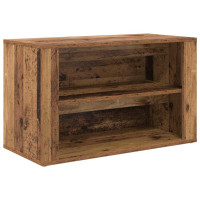 Produktbild för Skoställ med hylla Gammalt trä 75 x 35 x 45 cm Konstruerat trä