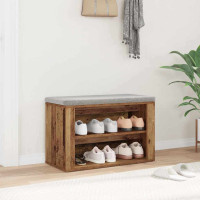 Produktbild för Skoställ med hylla Gammalt trä 75 x 35 x 45 cm Konstruerat trä