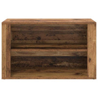 Produktbild för Skoställ med hylla Gammalt trä 75 x 35 x 45 cm Konstruerat trä