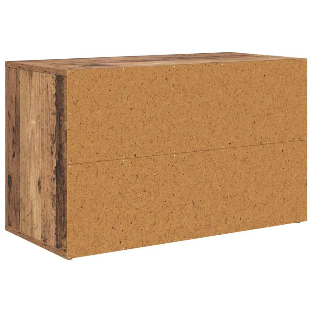 Produktbild för Skoställ med hylla Gammalt trä 75 x 35 x 45 cm Konstruerat trä