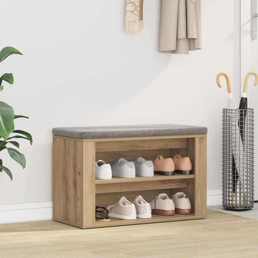 Produktbild för Skoställ med hylla artisan ek 75 x 35 x 45 cm Konstruerat trä
