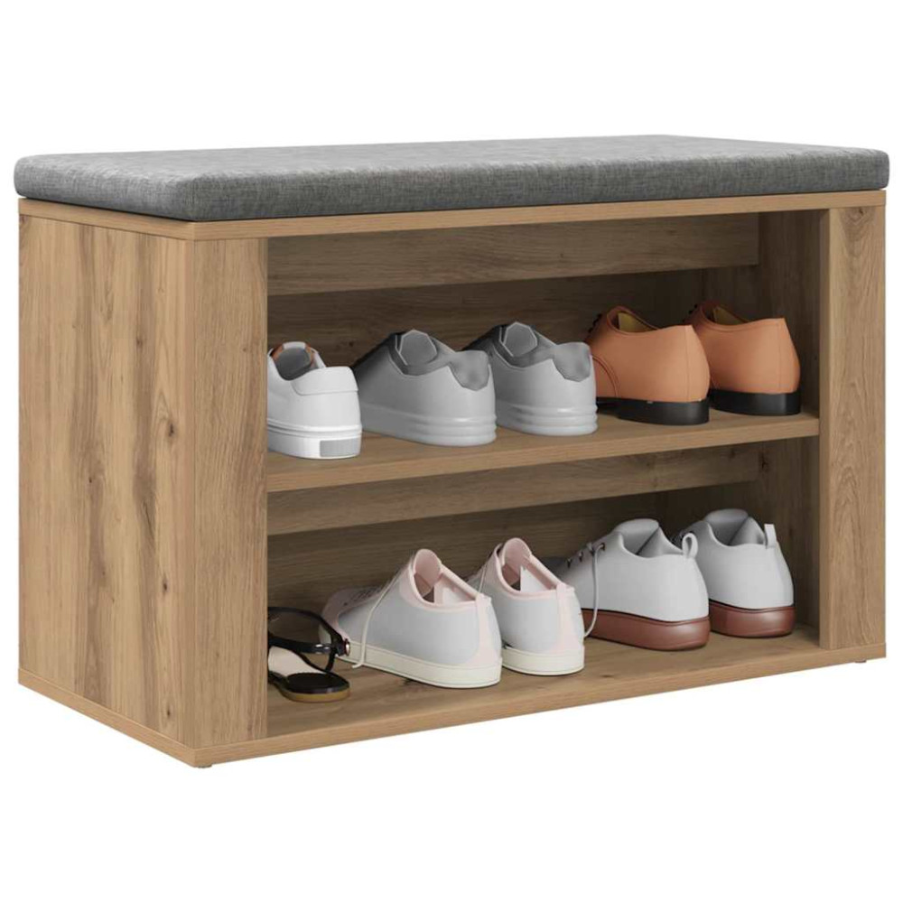 Produktbild för Skoställ med hylla artisan ek 75 x 35 x 45 cm Konstruerat trä