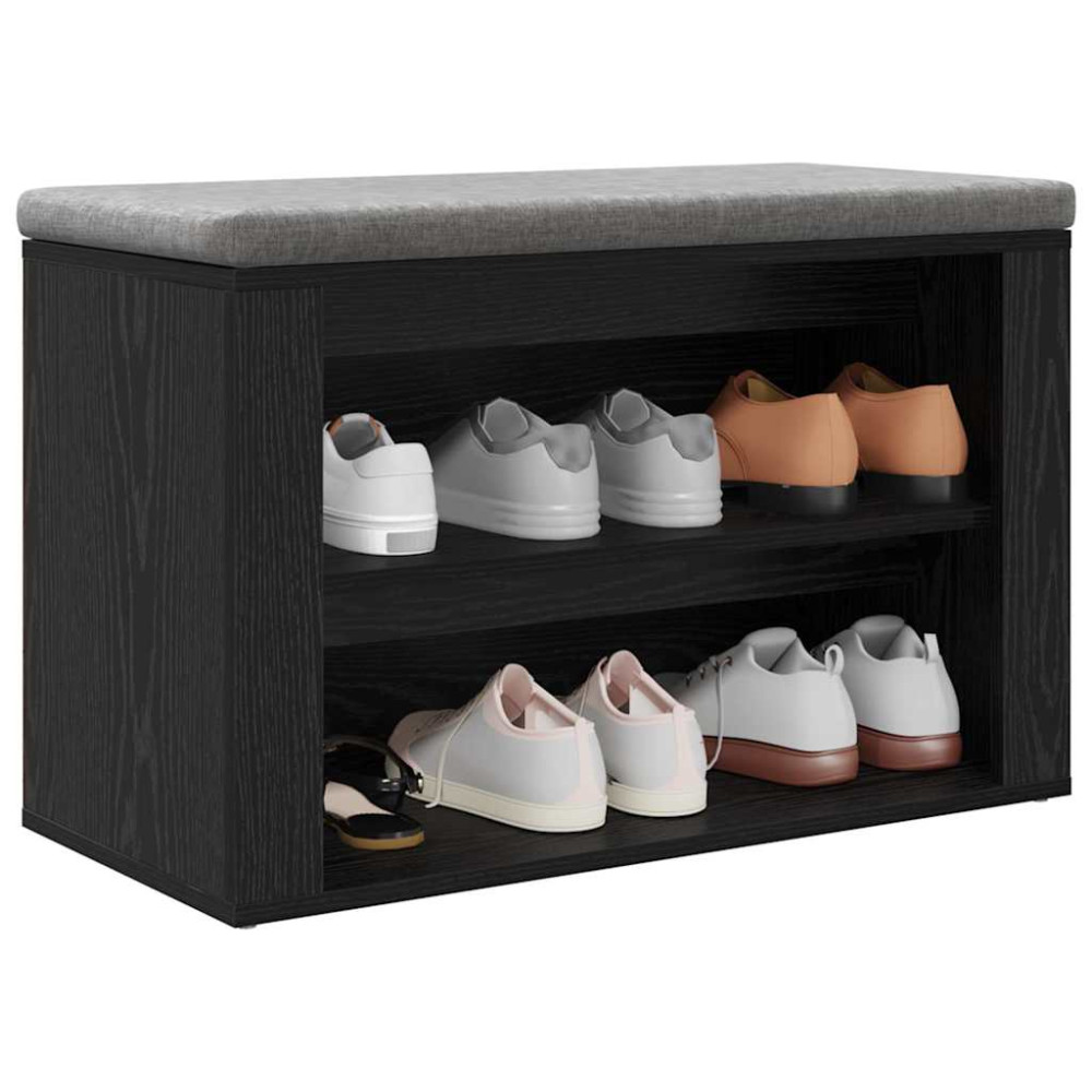 Produktbild för Skoställ med hylla Svart ek 75 x 35 x 45 cm Konstruerat trä