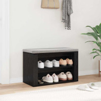 Produktbild för Skoställ med hylla Svart ek 75 x 35 x 45 cm Konstruerat trä