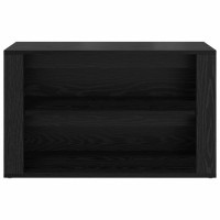 Produktbild för Skoställ med hylla Svart ek 75 x 35 x 45 cm Konstruerat trä