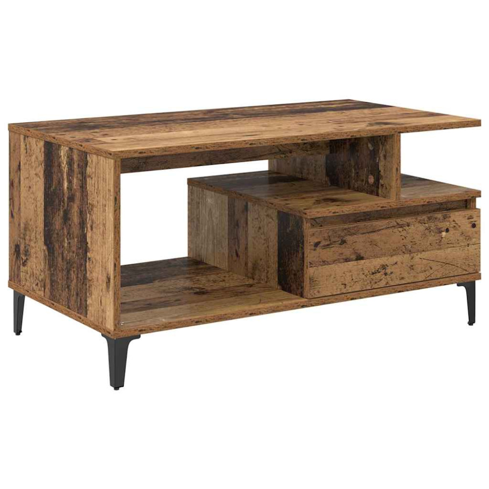 Produktbild för Kaffeebord med låda Gammalt trä 90 x 49 x 45 cm Konstruerat trä