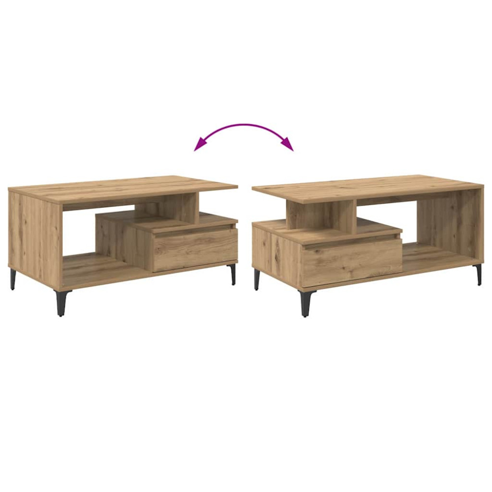 Produktbild för Kaffeebord med låda Artisan Ek 90 x 49 x 45 cm Konstruerat trä
