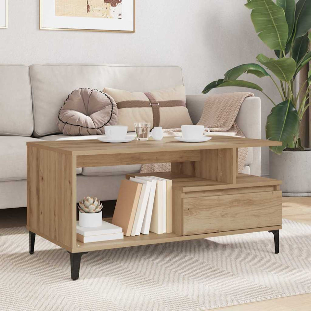 Produktbild för Kaffeebord med låda Artisan Ek 90 x 49 x 45 cm Konstruerat trä