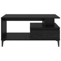Produktbild för Kaffeebord med låda Svart Ek 90 x 49 x 45 cm Konstruerat trä