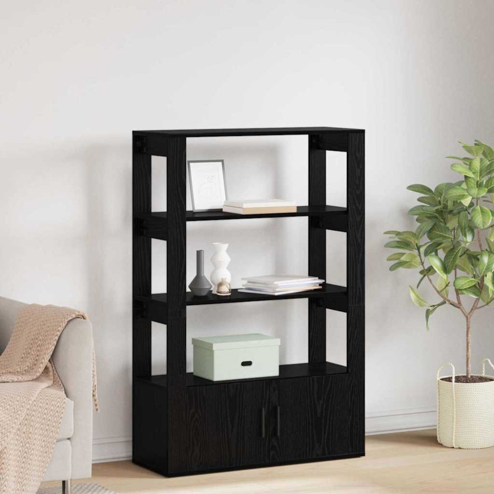 Produktbild för Sideboard Svart ek 30 x 80 x 119.5 cm Konstruerat trä