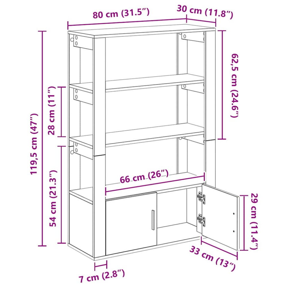 Produktbild för Sideboard Svart ek 30 x 80 x 119.5 cm Konstruerat trä