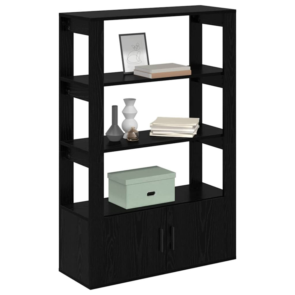 Produktbild för Sideboard Svart ek 30 x 80 x 119.5 cm Konstruerat trä