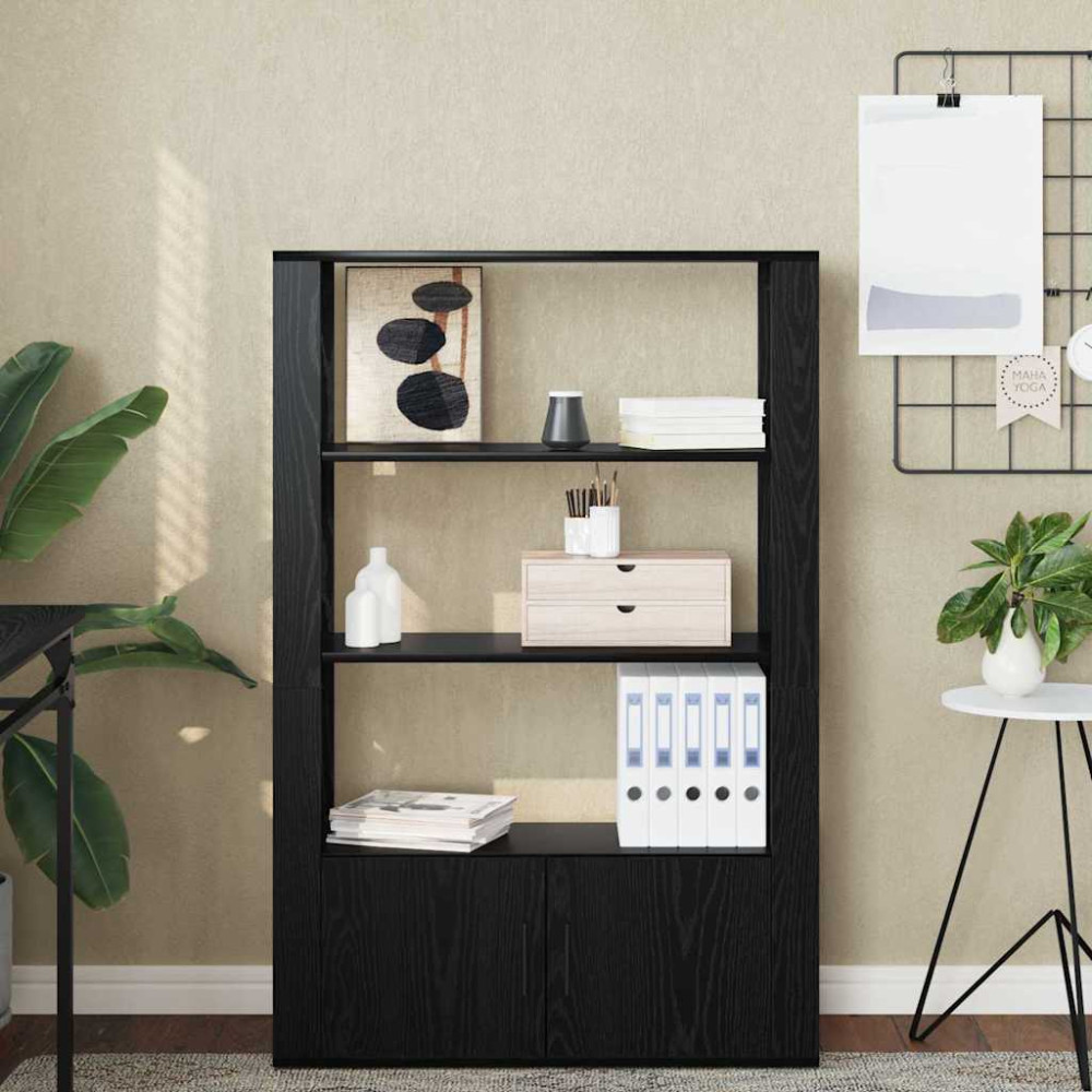 Produktbild för Sideboard Svart ek 30 x 80 x 119.5 cm Konstruerat trä