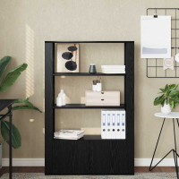 Produktbild för Sideboard Svart ek 30 x 80 x 119.5 cm Konstruerat trä