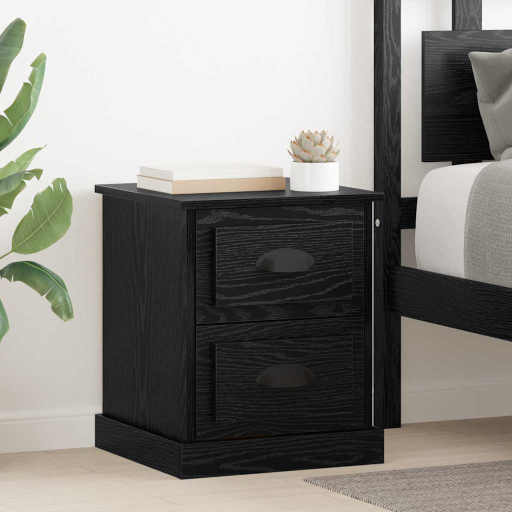 Produktbild för Nattduksbord 2 pcs Svart Ek 39 x 39 x 47,5 cm Konstruerat trä
