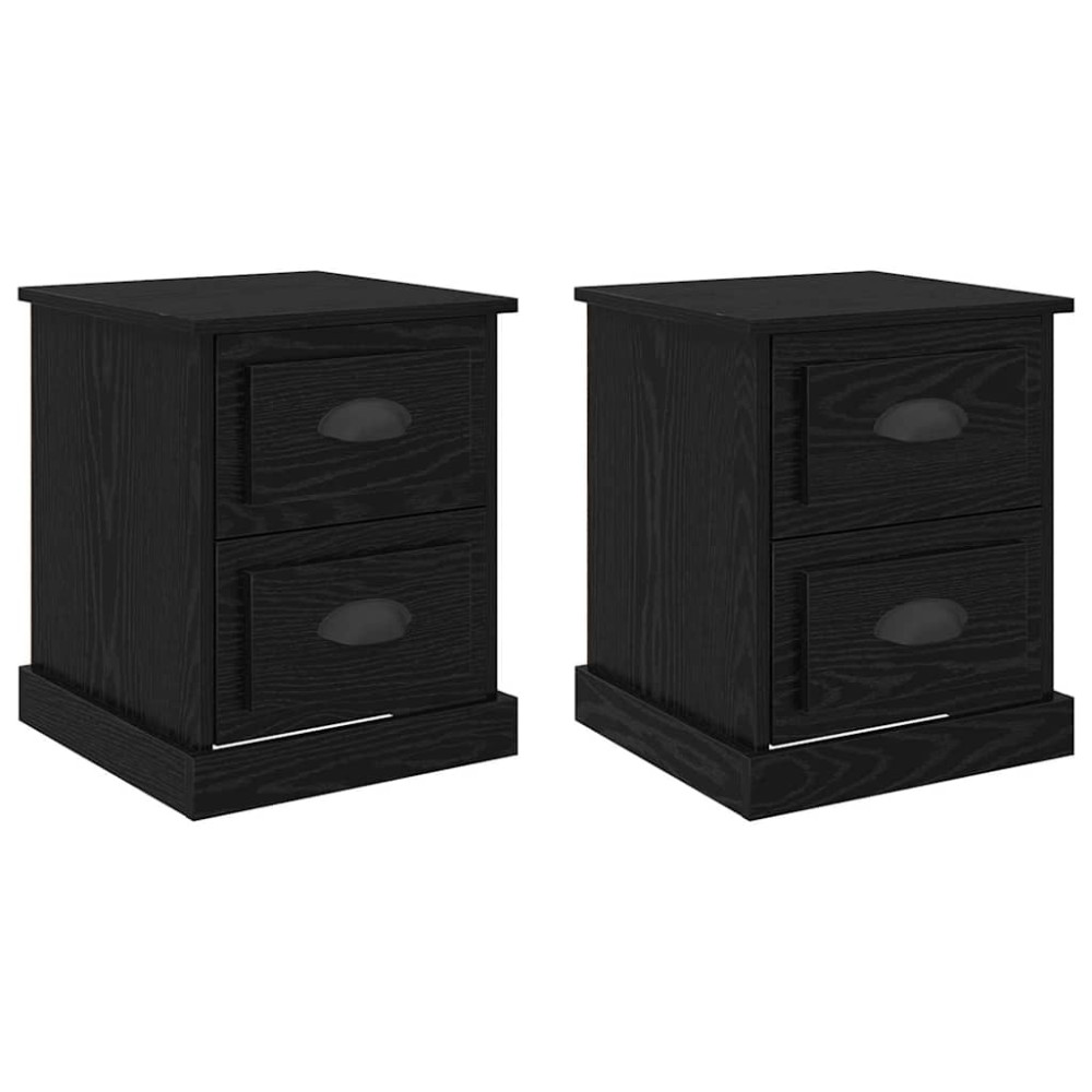 Produktbild för Nattduksbord 2 pcs Svart Ek 39 x 39 x 47,5 cm Konstruerat trä