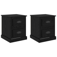 Produktbild för Nattduksbord 2 pcs Svart Ek 39 x 39 x 47,5 cm Konstruerat trä