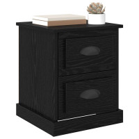 Produktbild för Nattduksbord 2 pcs Svart Ek 39 x 39 x 47,5 cm Konstruerat trä