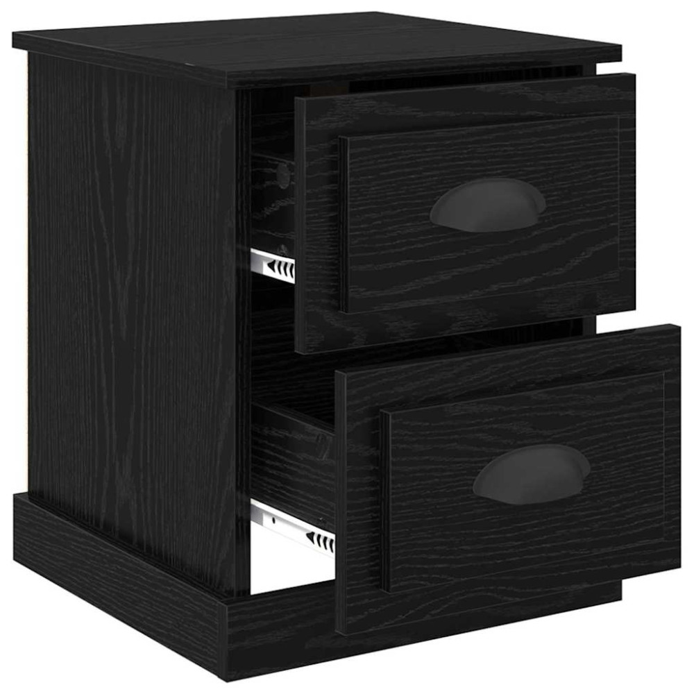 Produktbild för Nattduksbord 2 pcs Svart Ek 39 x 39 x 47,5 cm Konstruerat trä