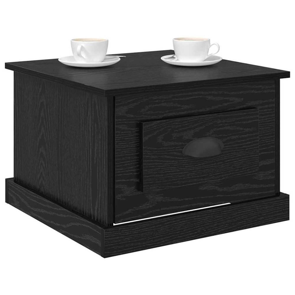 Produktbild för Kaffeebord med låda Svart Ek 50 x 50 x 35 cm Konstruerat trä