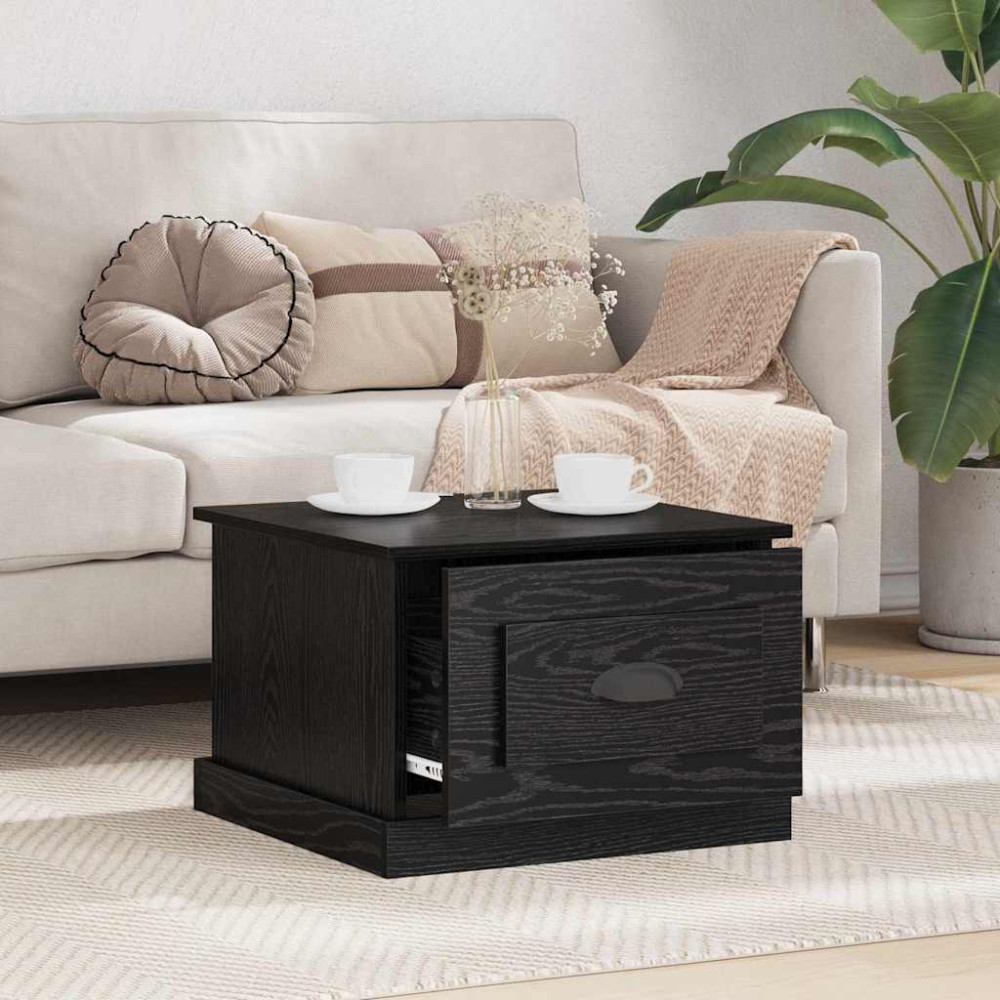 Produktbild för Kaffeebord med låda Svart Ek 50 x 50 x 35 cm Konstruerat trä