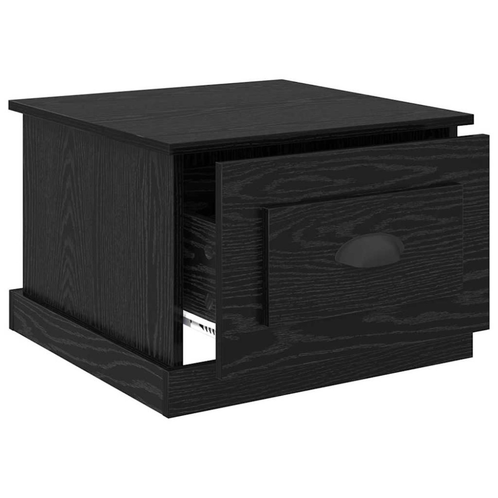 Produktbild för Kaffeebord med låda Svart Ek 50 x 50 x 35 cm Konstruerat trä