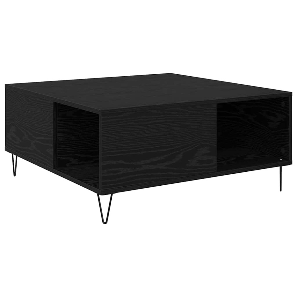Produktbild för Kaffeebord Svart Ek 80 x 80 x 36,5 cm Konstruerat trä