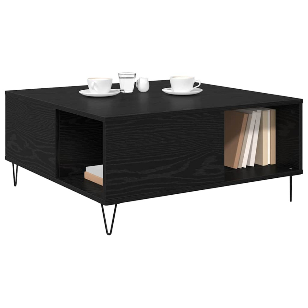 Produktbild för Kaffeebord Svart Ek 80 x 80 x 36,5 cm Konstruerat trä