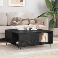 Produktbild för Kaffeebord Svart Ek 80 x 80 x 36,5 cm Konstruerat trä