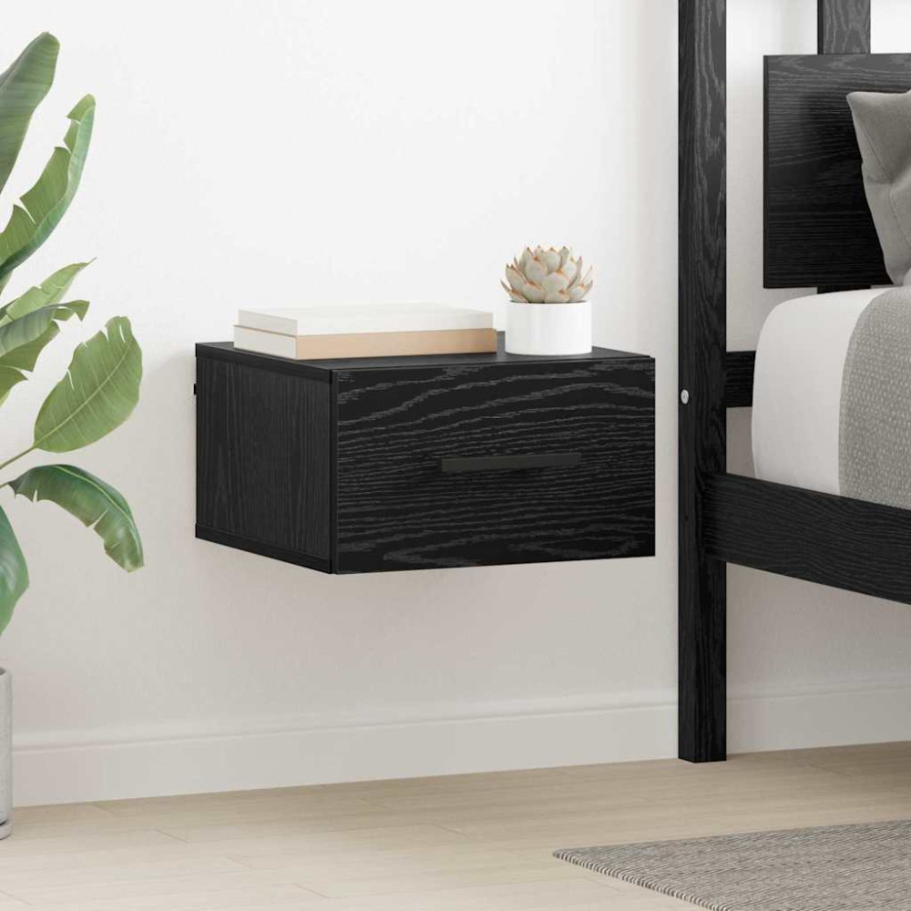 Produktbild för Nattduksbord Svart ek 35 x 35 x 20 cm Konstruerat trä
