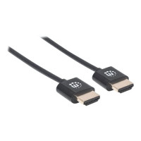 Produktbild för Manhattan HDMI Cable with Ethernet (Ultra Thin), 4K@60Hz (Premium High Speed), 1.8m, Male to Male, Black, Ultra HD 4k x 2k, Fully Shielded, Gold Plated Contacts, Lifetime Warranty, Polybag - HDMI-kabel med Ethernet - 1.8 m