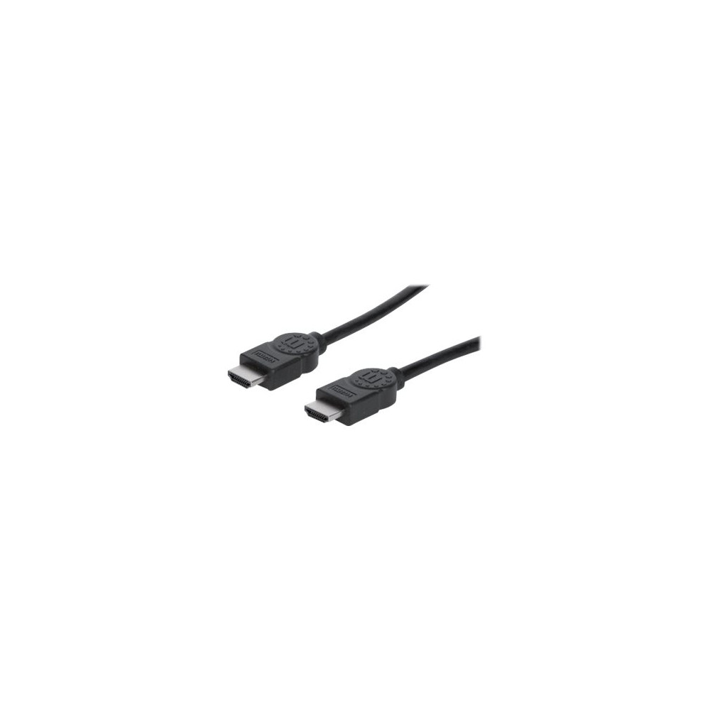 Produktbild för Manhattan HDMI Cable with Ethernet, 4K@30Hz (High Speed), 3m, Male to Male, Black, Ultra HD 4k x 2k, Fully Shielded, Gold Plated Contacts, Lifetime Warranty, Polybag - HDMI-kabel med Ethernet - 3 m