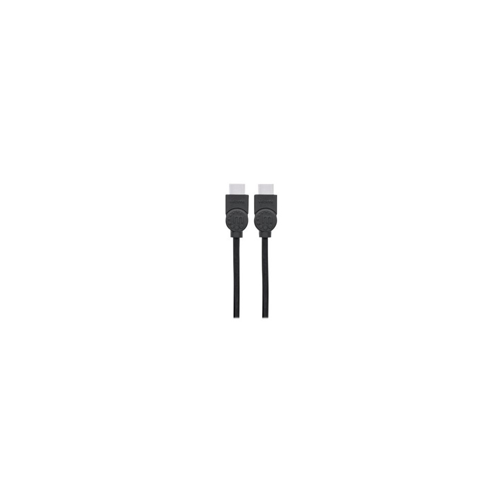 Produktbild för Manhattan HDMI Cable with Ethernet, 4K@30Hz (High Speed), 3m, Male to Male, Black, Ultra HD 4k x 2k, Fully Shielded, Gold Plated Contacts, Lifetime Warranty, Polybag - HDMI-kabel med Ethernet - 3 m