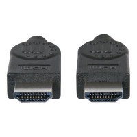 Produktbild för Manhattan HDMI Cable with Ethernet, 4K@30Hz (High Speed), 3m, Male to Male, Black, Ultra HD 4k x 2k, Fully Shielded, Gold Plated Contacts, Lifetime Warranty, Polybag - HDMI-kabel med Ethernet - 3 m