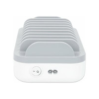 Produktbild för Manhattan Charging Station, 10x Ports: 3x USB-C (up to 18W PD) and 7x USB-A (up to 12W), 120W Total Output, White/Grey, Three Year Warranty, Box - laddningsstation - strömmatning - 120 watt