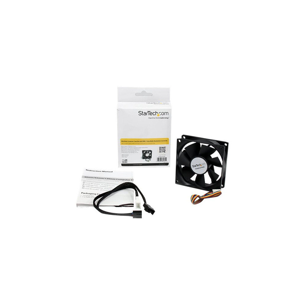 Produktbild för StarTech.com 80x25mm Computer Case Fan with PWM - Pulse Width Modulation Connector - computer cooling Fan - 80mm Fan - pwm Fan (FAN8025PWM) - lådfläkt