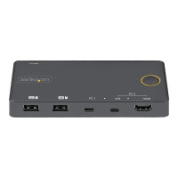 Produktbild för StarTech.com 2-ports hybrid USB-A + HDMI och USB-C KVM-switch - Enskild 4K 60 Hz HDMI 2.0-skärm - Kompakt HDMI KVM-switch för stationär/bärbar dator - USB-bussdriven - Thunderbolt 3-kompatibel - omkopplare för tangentbord/video/mus/ljud - 2 portar